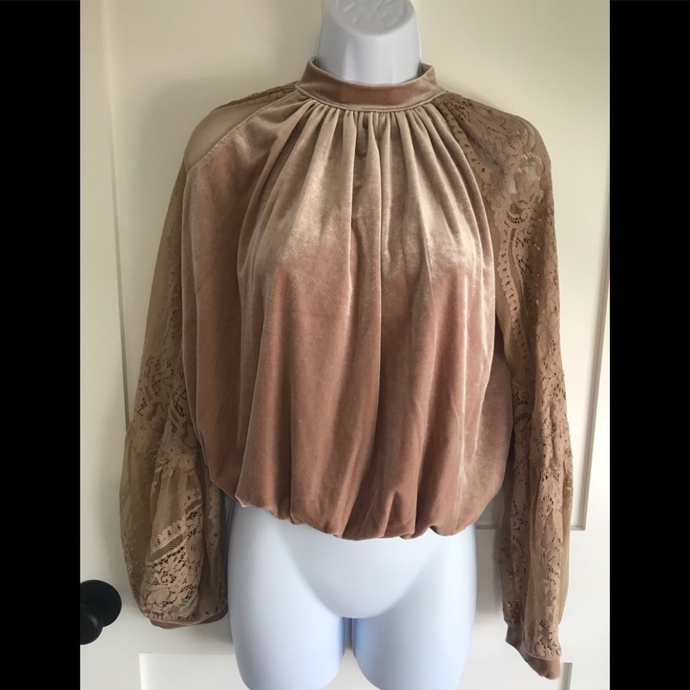 Free people velvet and lace shirt